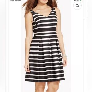 Ralph Lauren Black and White Striped Midi Dress sz 14